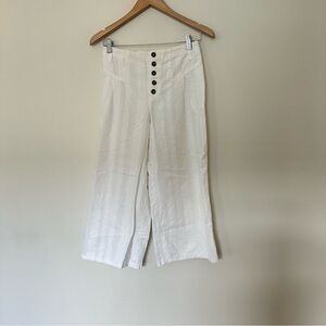 URBAN ROMANTICS White Wide-Leg Button-Front Cropped Sailor Pants
